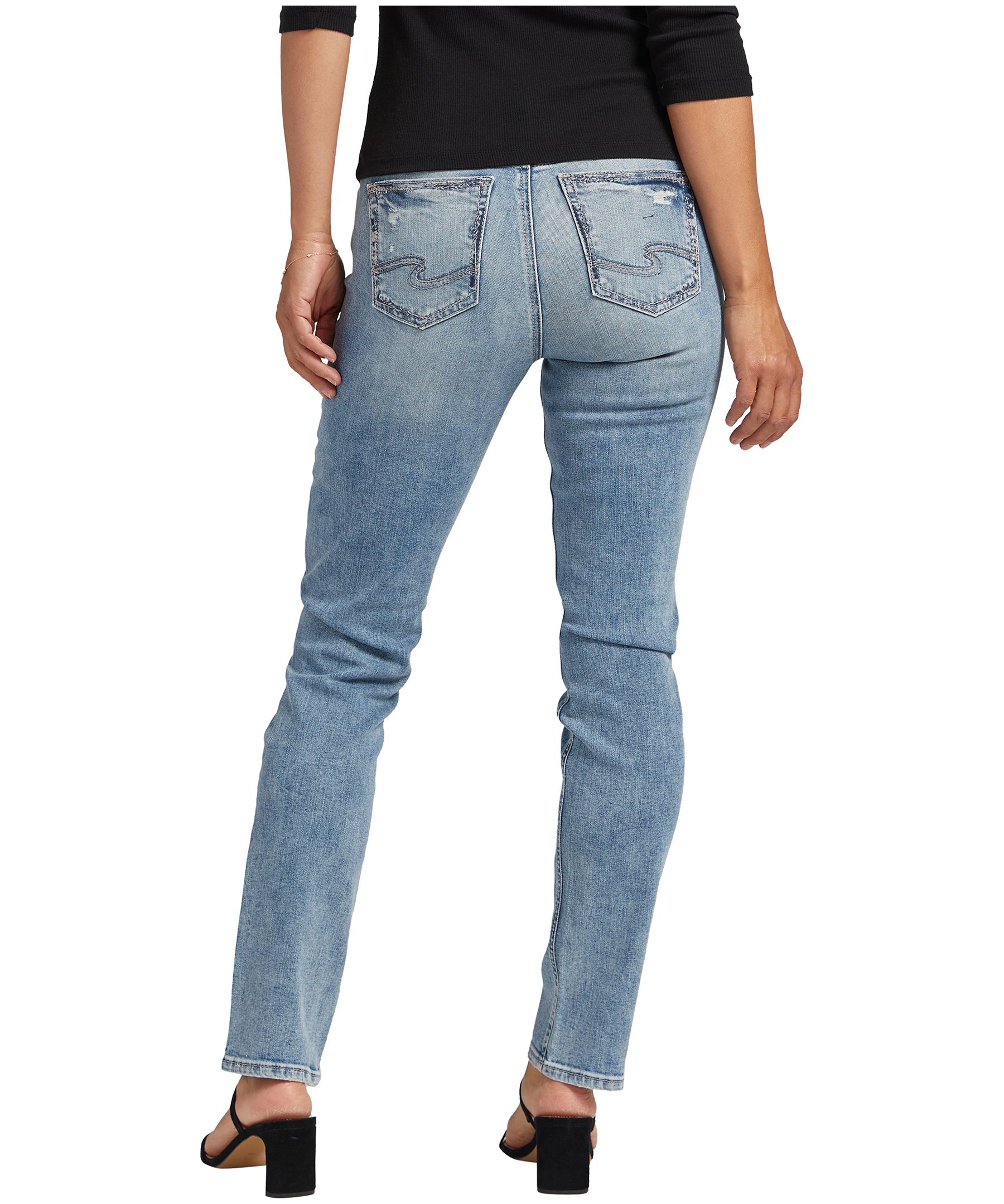 Jean à jambe droite et à taille mi-basse pour femmes, Silver, Elyse
