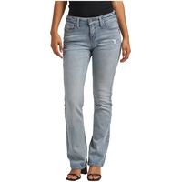 Silver Women's Elyse Mid Rise Slim Bootcut Jeans Front_Flat