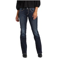 Jean étroit à taille basse à jambe semi-évasée pour femmes, Silver, Britt Front_Flat