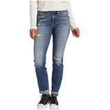 Silver Women's Suki Mid Rise Slim Straight Leg Jeans Front_Flat