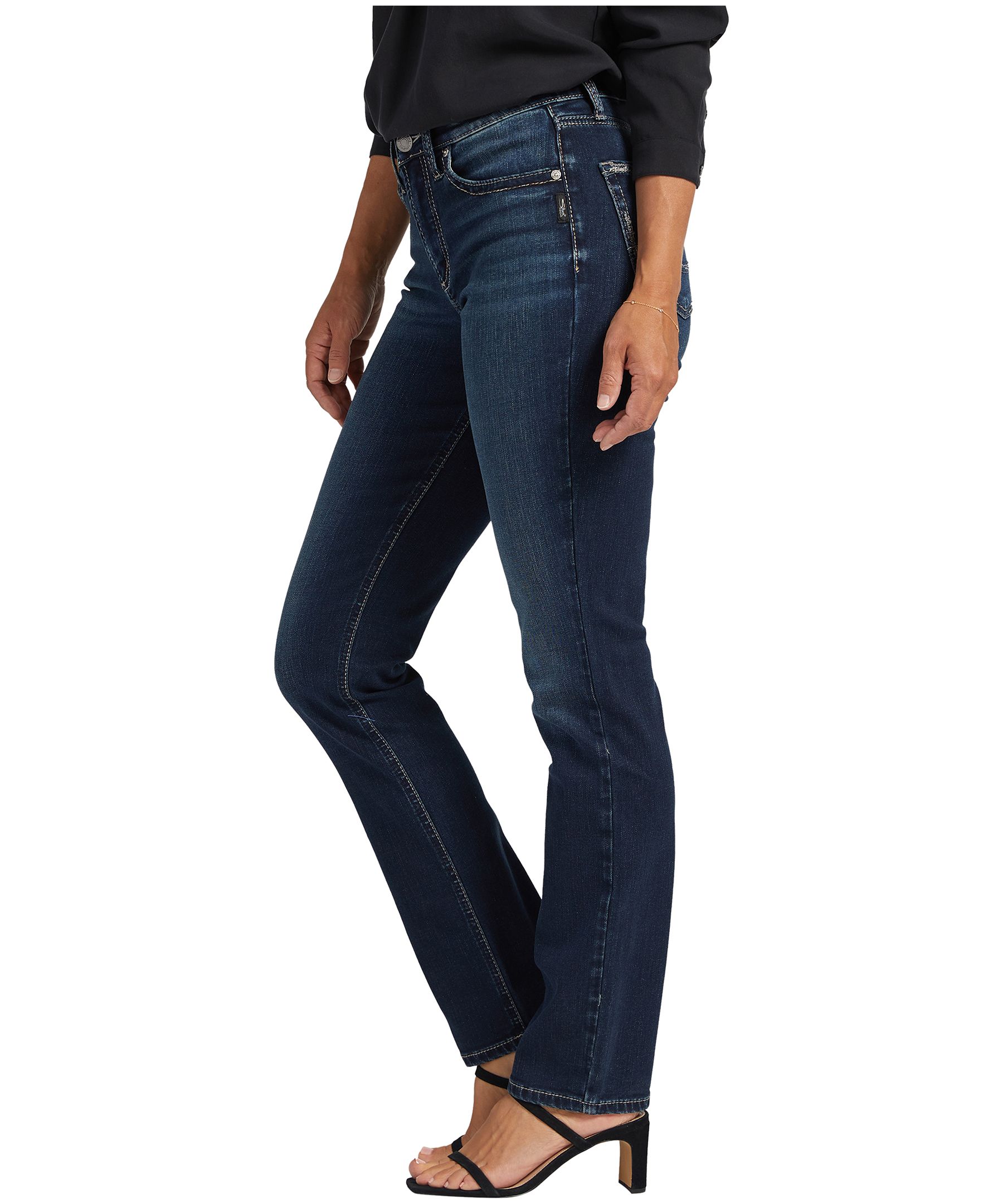 Jean à jambe droite et à taille haute pour femmes, Silver, Avery