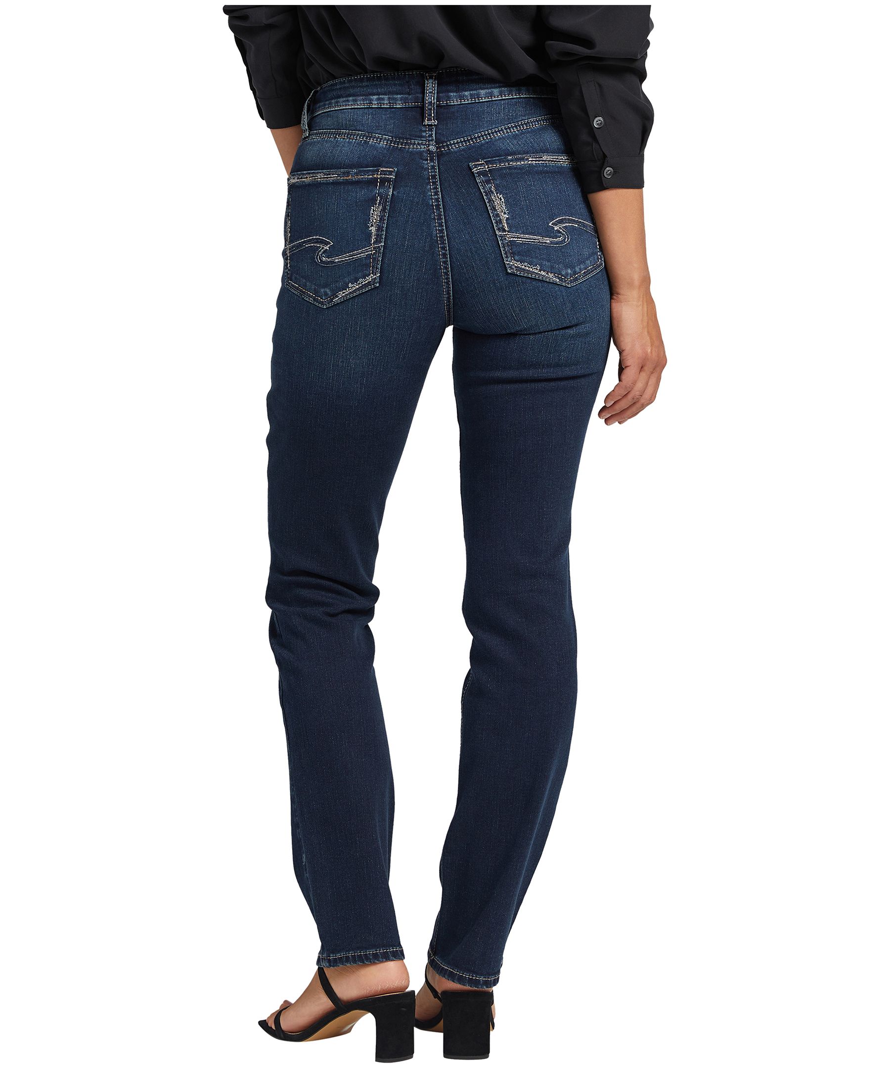 Jean à jambe droite et à taille haute pour femmes, Silver, Avery