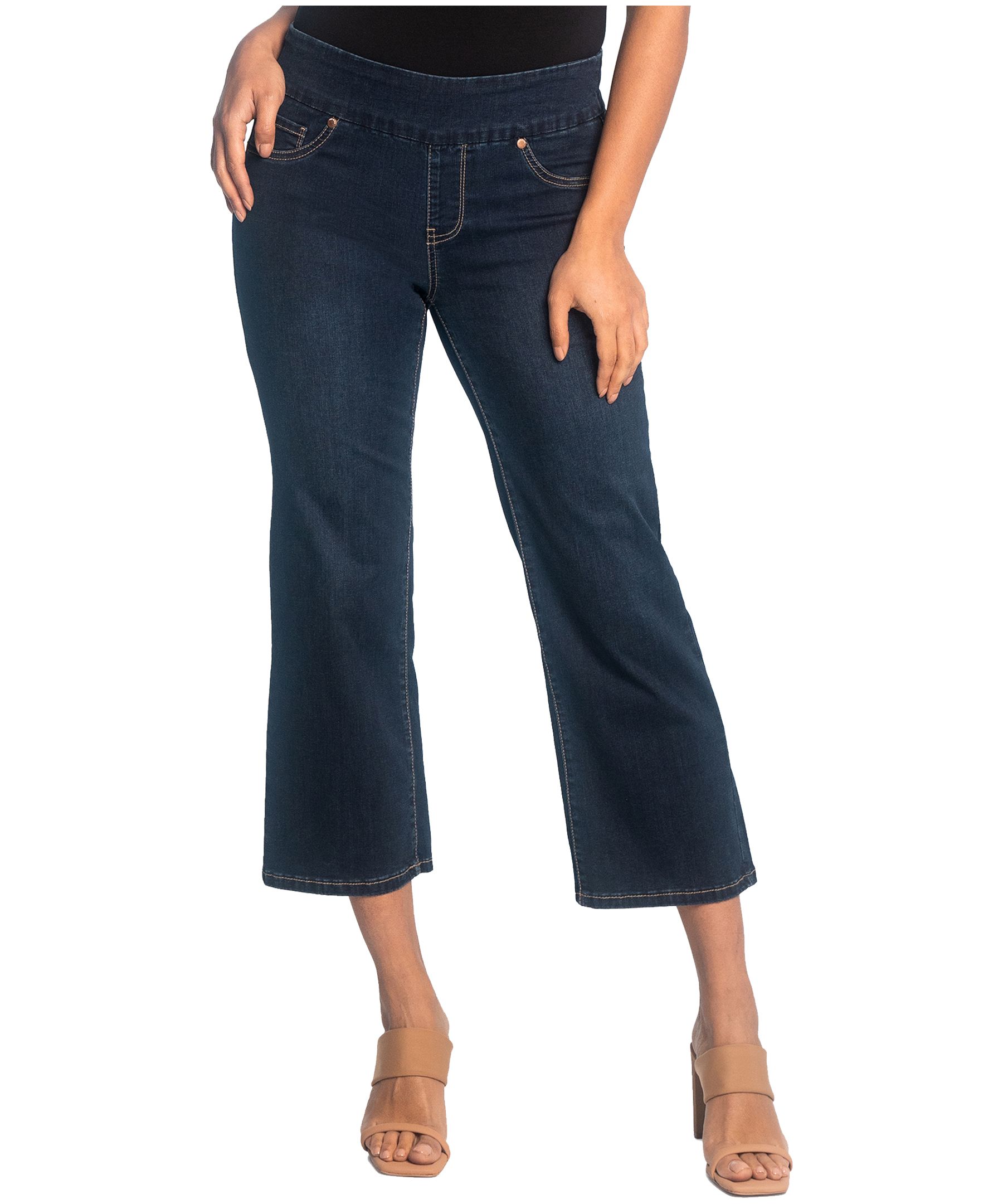 Jean court à enfiler à jambe large pour femmes, Lois, Liette