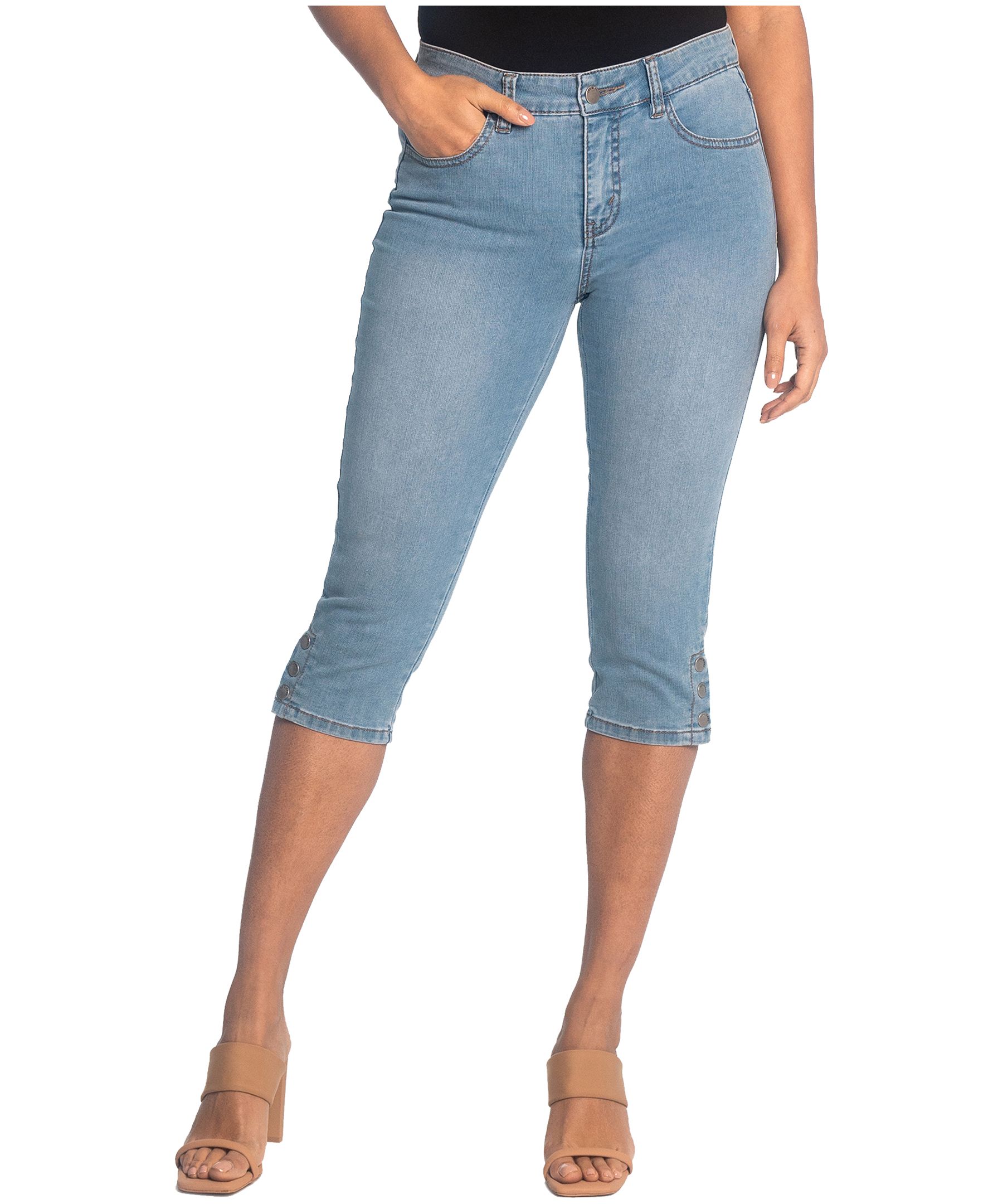 Jean capri à taille mi-basse et à jambe étroite pour femmes, Lois, Alexane