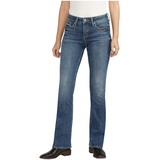 Jean coupe classique à taille mi-basse et à jambe semi-évasée pour femmes, Elyse, Silver Front_Angled_Left