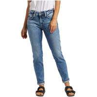 Jean coupe décontractée à taille mi-basse pour femmes, Boyfriend, Silver Front_Flat