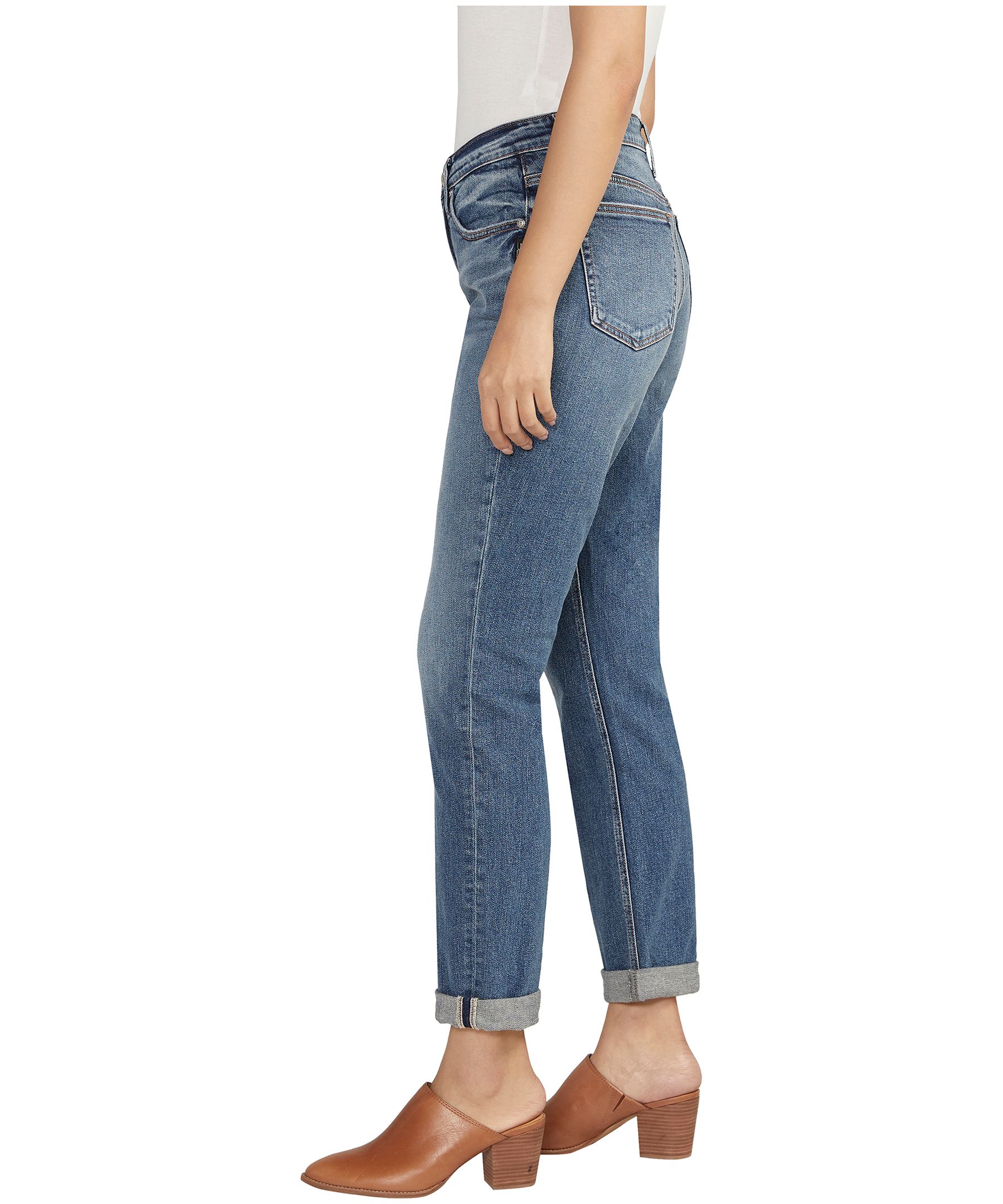 Jean coupe boyfriend à taille haute et à jambe étroite pour femmes, Beau