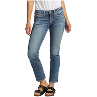 Silver Women's Britt Low-Rise Curvy Fit Straight Leg Jeans Front_Flat