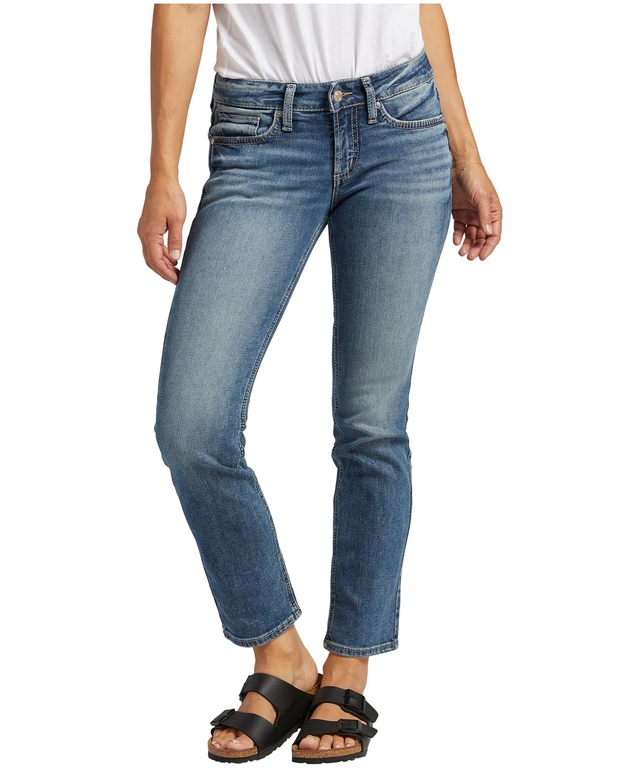 Jean à jambe droite et à taille basse qui épouse les courbes pour femmes, Britt, Silver