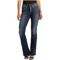 Jean semi-évasé à taille mi-basse qui épouse les courbes pour femmes, Suki, Silver Front_Flat