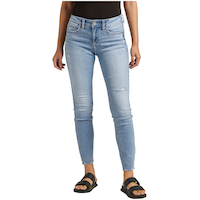 Silver Women's Elyse Mid Rise Skinny Jeans Front_Angled_Left