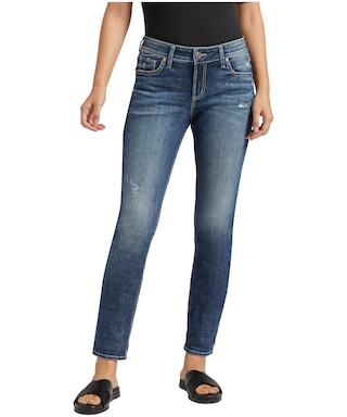 Silver Elyse Jeans à jambes droites en pleine hausse - Indigo moyen pour femme