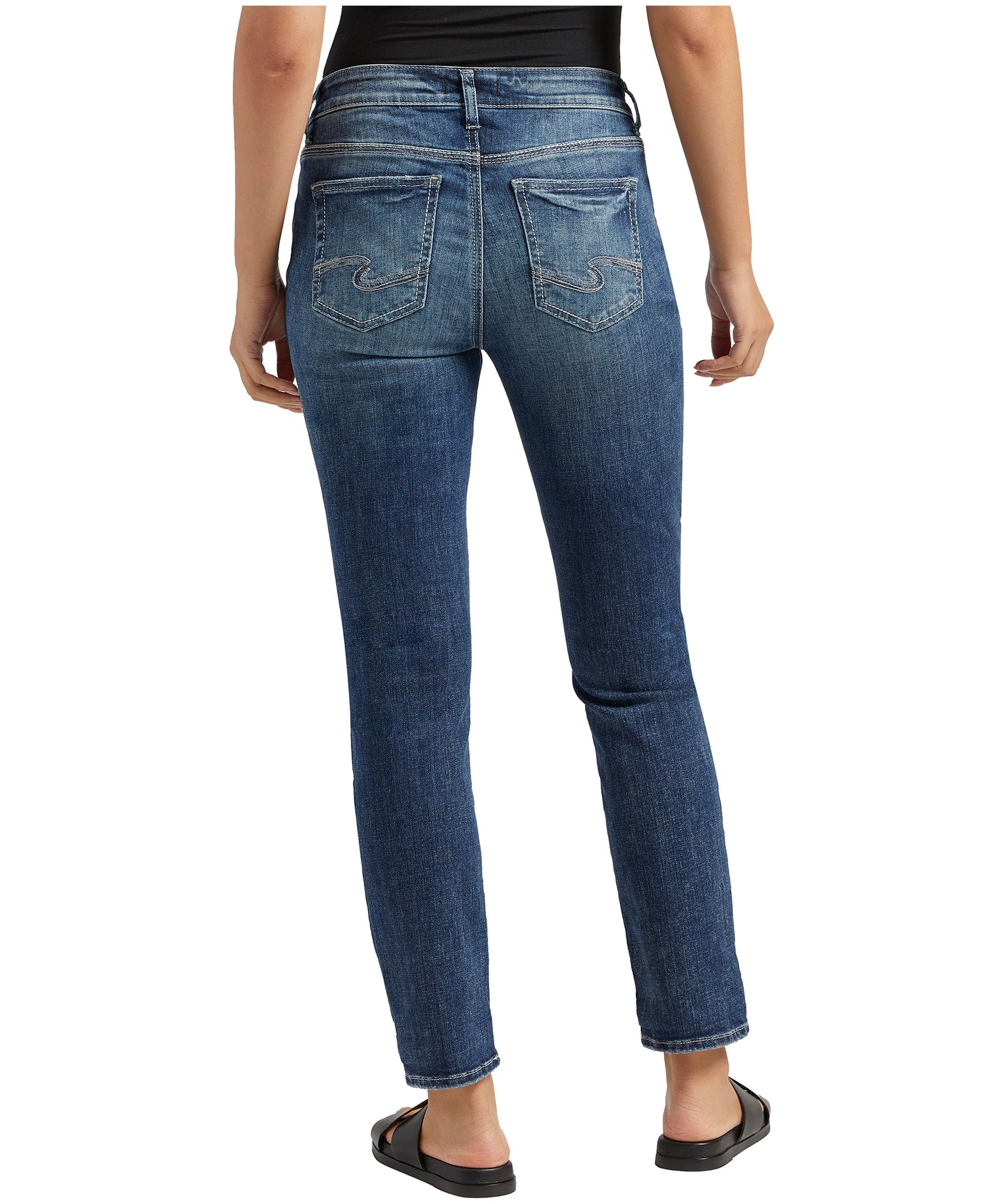 Jean à jambe droite et à taille mi-basse pour femmes, Elyse, Silver