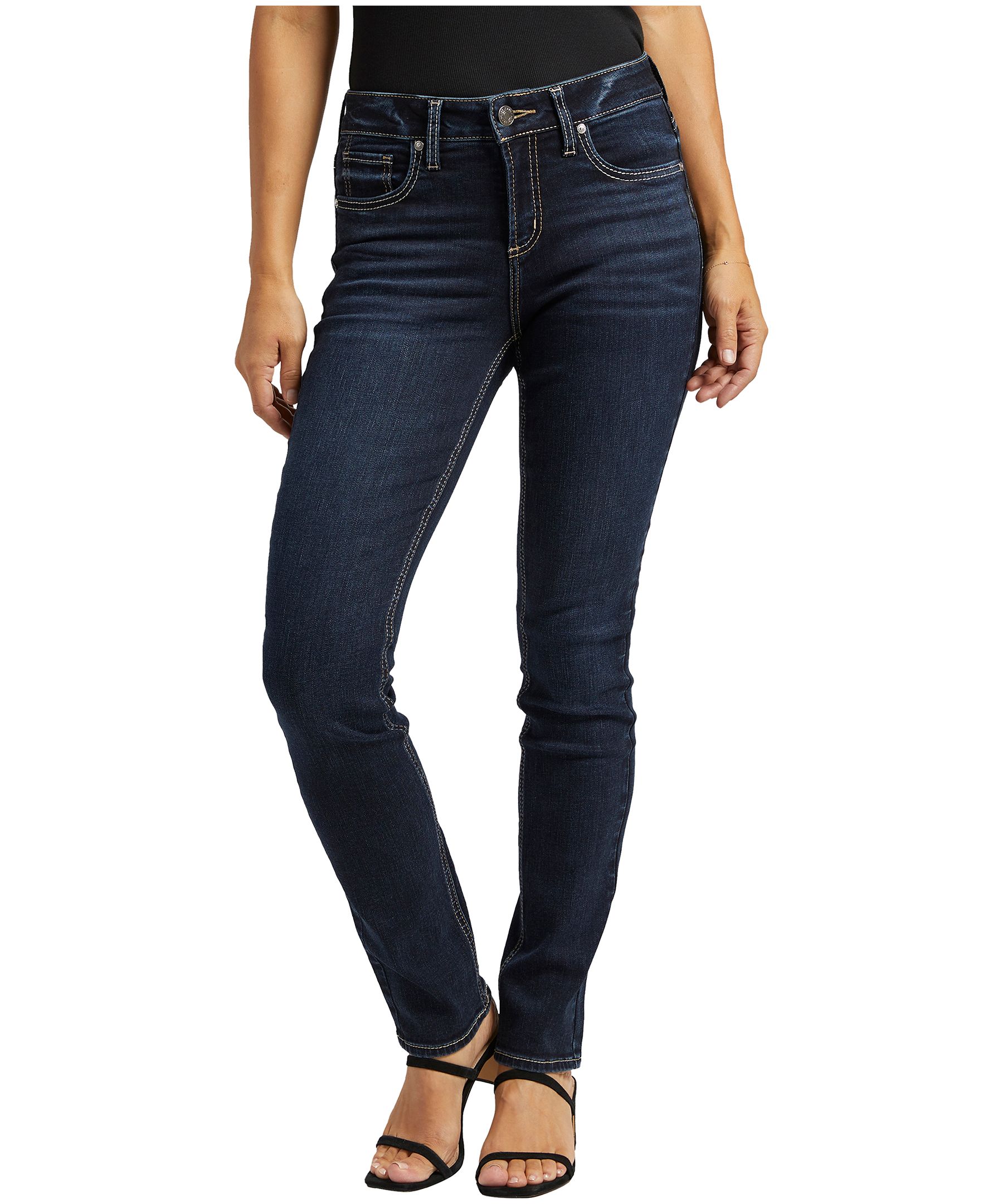 Silver Women's Elyse Mid Rise Straight Leg Jeans