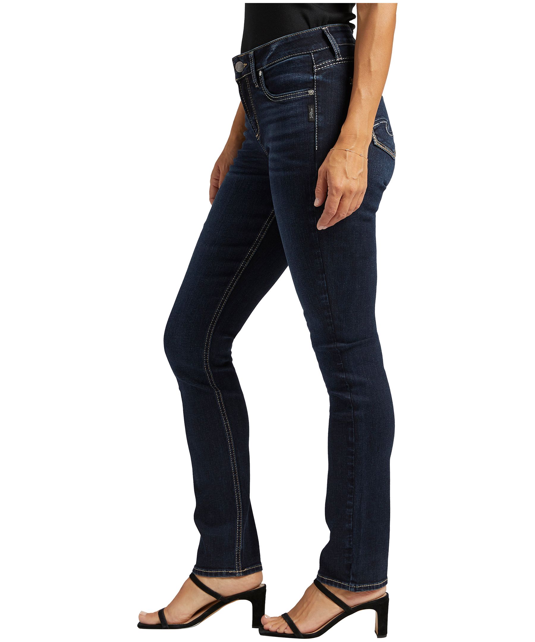 Silver Women's Elyse Mid Rise Straight Leg Jeans - Dark Indigo