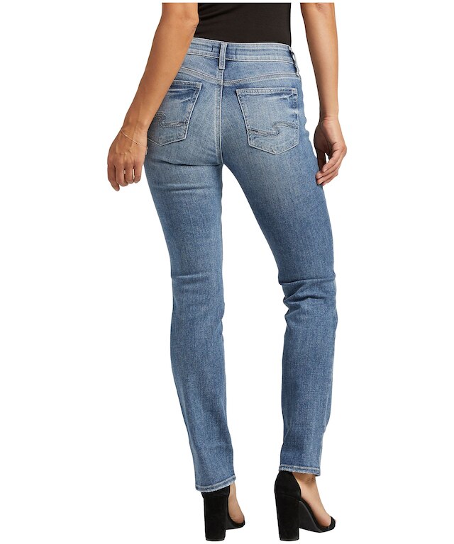 Silver Women's Suki Curvy Fit Mid Rise Straight Leg Jeans - Medium ...