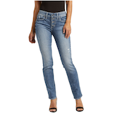 Jean à taille mi-basse et à jambe droite qui épouse les courbes pour femmes, Suki, taille plus, Silver Front_Flat