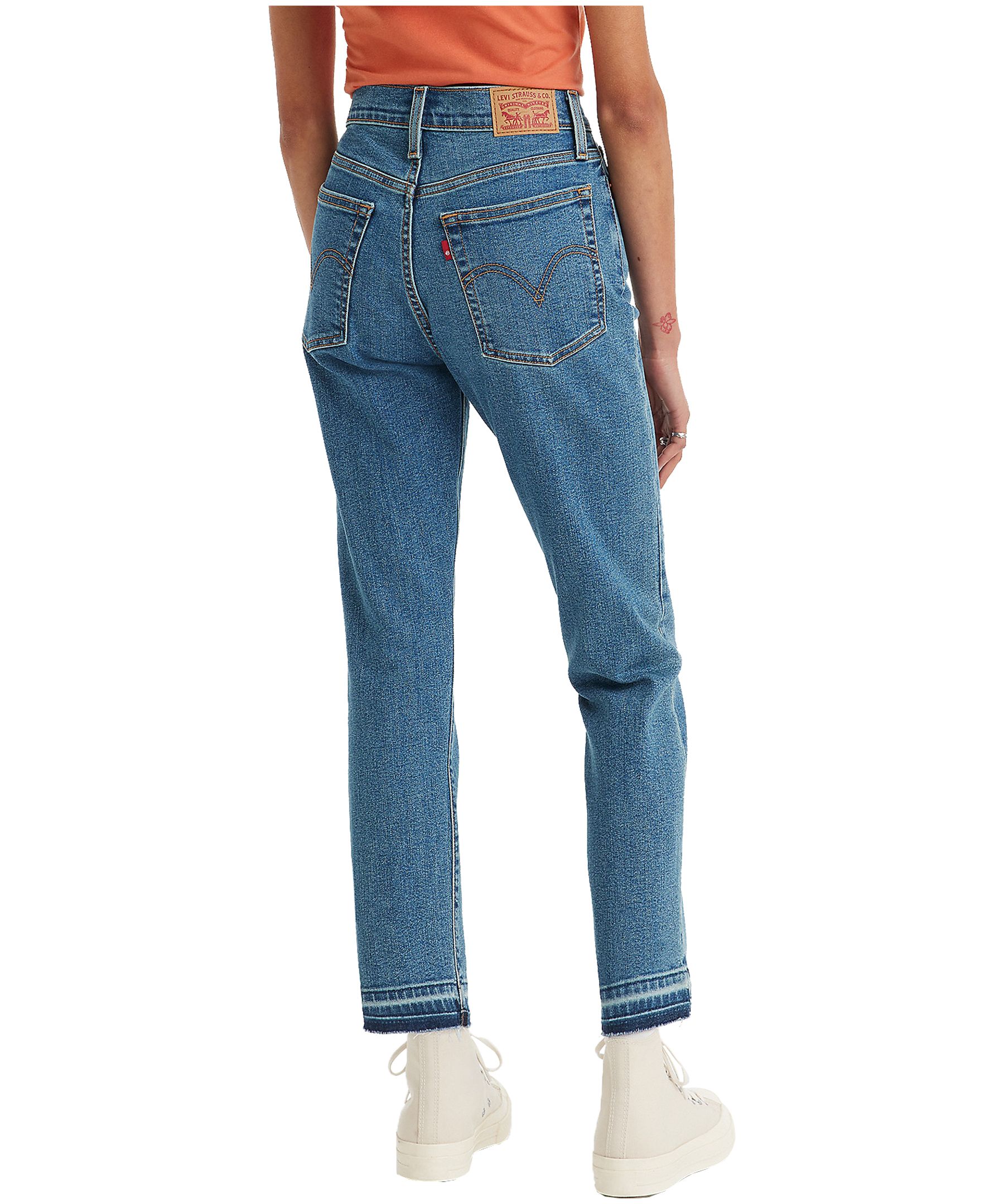 Jean Moulant à Taille Haute Et à Jambe Droite Pour Femmes Wedgie Levis Marks 