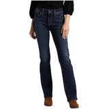 Jean étroit à taille mi-basse et à jambe semi-évasée pour femmes, Elyse, Silver Front_Flat