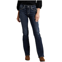 Silver Women's Elyse Mid Rise Slim Bootcut Jeans Front_Flat