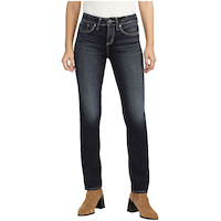 Jean à taille mi-basse et à jambe droite qui épouse les courbes pour femmes, Suki, Silver Front_Flat