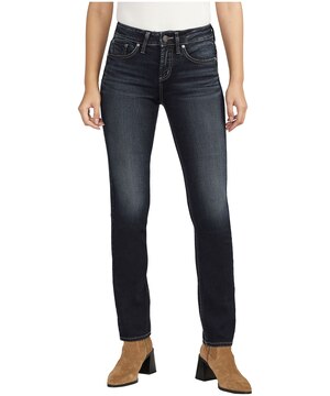 Silver Women's Suki Curvy Fit Mid Rise Straight Leg Jeans