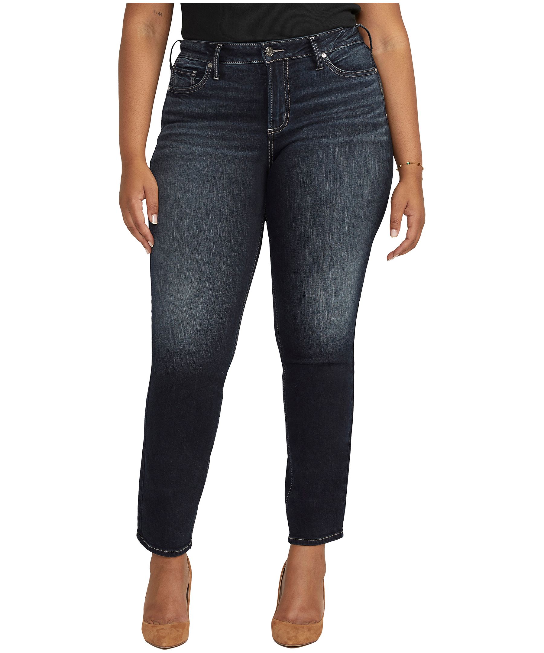 Silver Women's Suki Mid-Rise Straight Leg Jeans - Plus Size