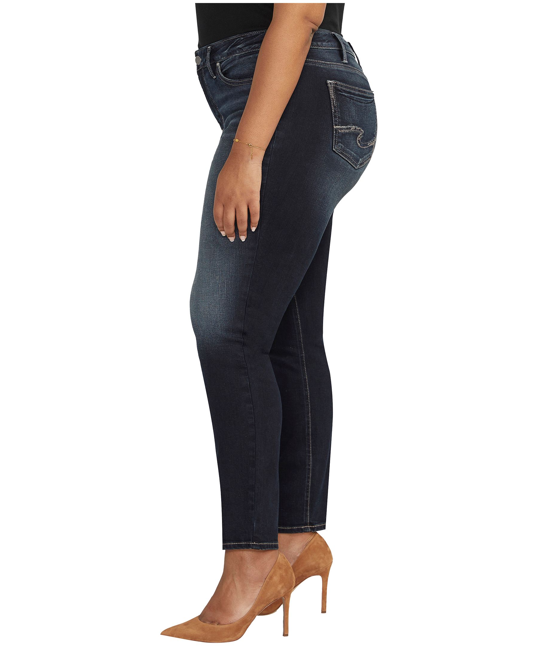 Silver Women's Suki Mid-Rise Straight Leg Jeans - Plus Size