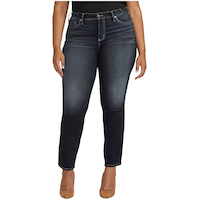 Jean à jambe droite et à taille mi-basse pour femmes, Suki, Silver - Taille plus Front_Flat