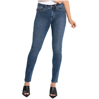 Jean moulant Georgia sans coutures à taille mi-basse pour femmes, Lois Front_Flat