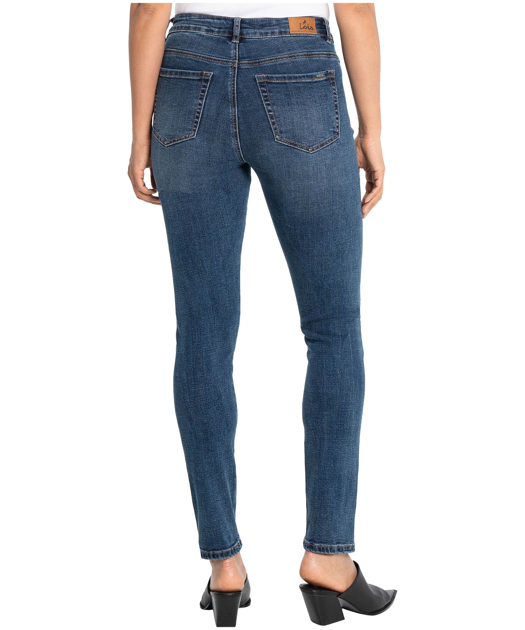 Jean moulant Georgia sans coutures à taille mi-basse pour femmes, Lois