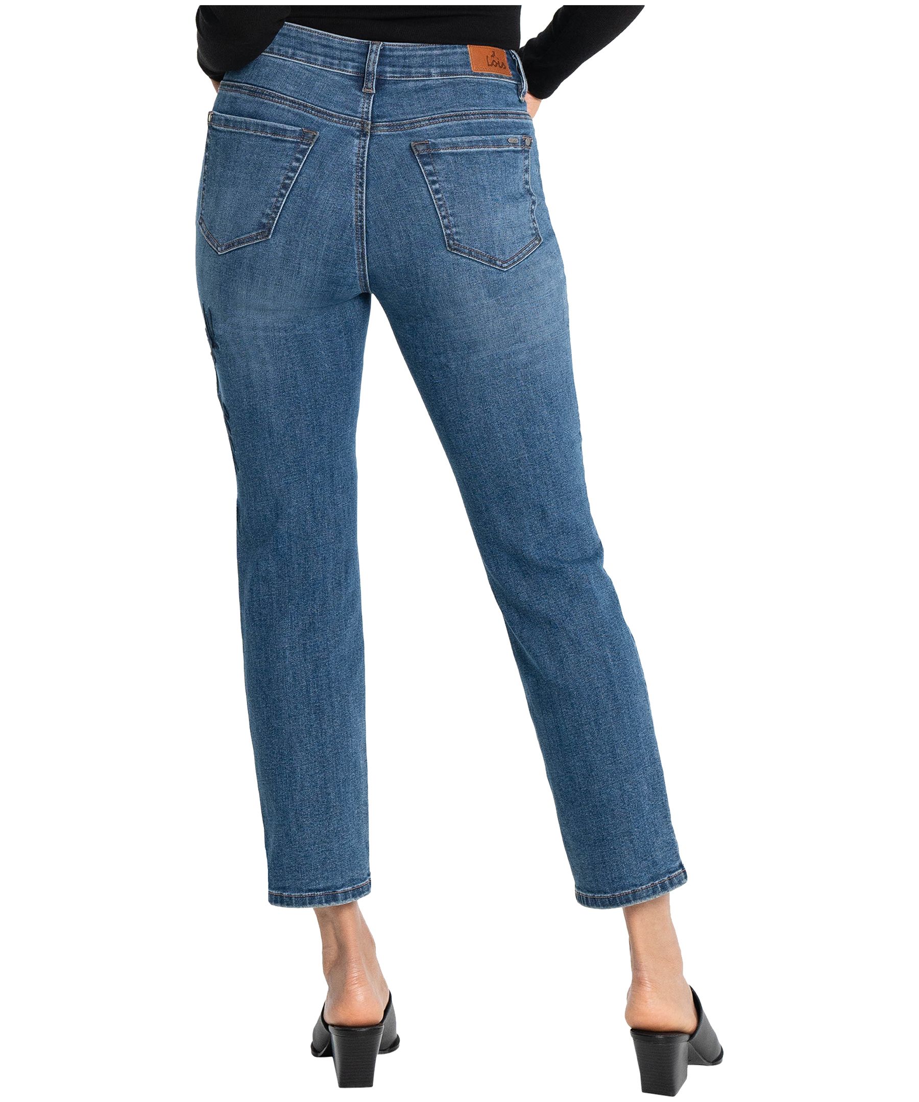 Jean brodé Gigi à taille mi-basse et à jambe étroite pour femmes, Lois