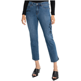 Jean brodé Gigi à taille mi-basse et à jambe étroite pour femmes, Lois Front_Flat