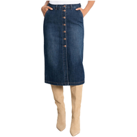 Jupe longue boutonnée Daisy en denim pour femmes, Lois Front_Flat