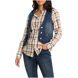 Gilet Lylia en denim extensible pour femmes, Lois Front_Angled_Left