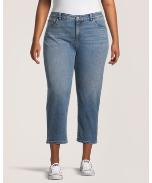 Jean court à jambe droite et taille mi-haute qui épouse les courbes pour femmes, Denver Hayes