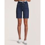 Bermuda en denim à taille haute pour femmes, Denver Hayes Front_Flat