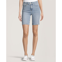 Bermuda en denim à taille haute pour femmes, Denver Hayes Front_Flat