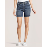 Denver Hayes Women's High Rise Mid Length Jeans Shorts Front_Flat