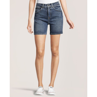 Denver Hayes Women's High Rise Mid Length Jeans Shorts Front_Flat