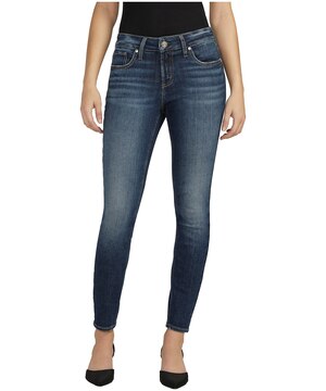Jean moulant de coupe confortable à taille mi-basse pour femmes, Elyse, Silver