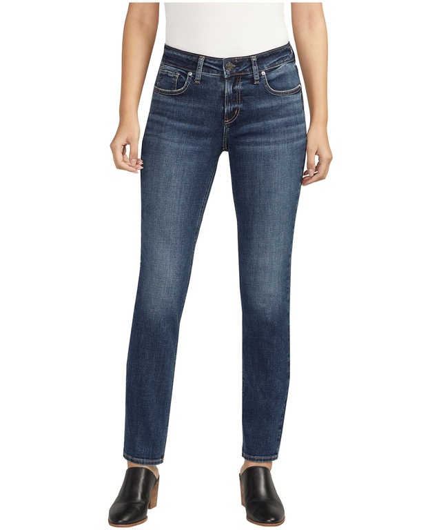 Jean à jambe droite de coupe confortable à taille mi-basse pour femmes, Elyse, Silver