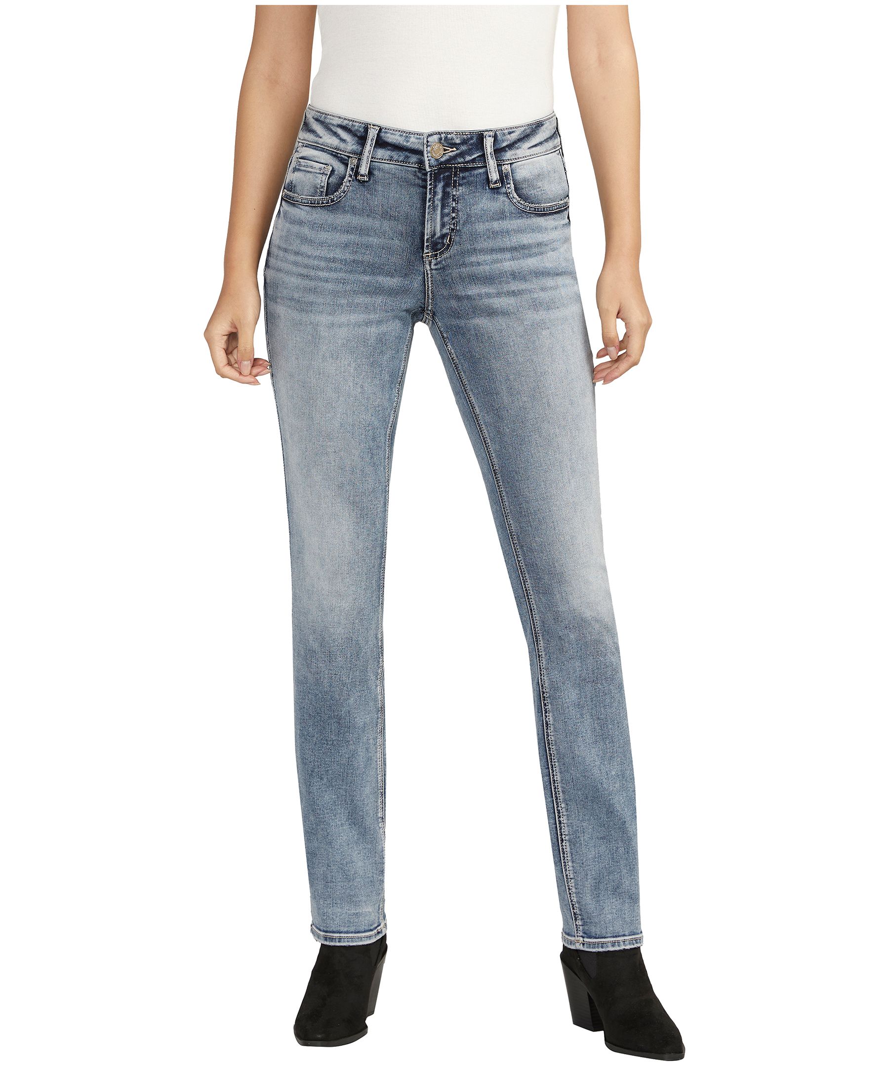 Straight fit comfort mid-rise jeans