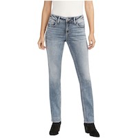 Silver Women's Elyse Mid Rise Comfort Fit Straight Jeans Front_Flat