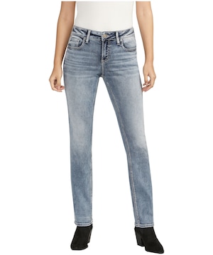 Silver Women's Elyse Mid Rise Comfort Fit Straight Jeans