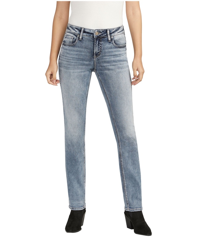 Silver Women's Elyse Mid Rise Comfort Fit Straight Jeans