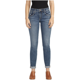 Silver Women's Boyfriend Mid Rise Slim Leg Jeans Front_Flat