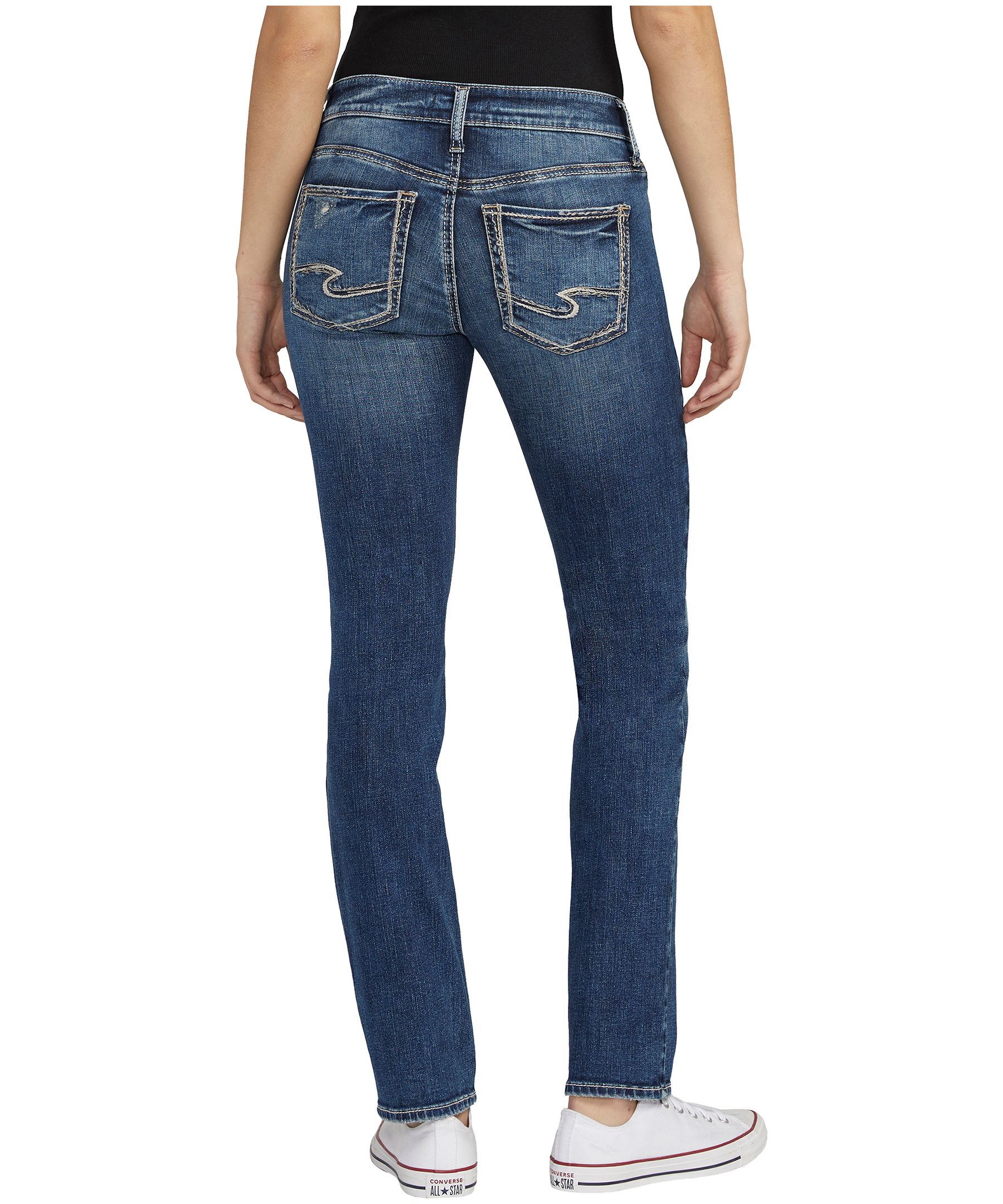 Silver Women's Britt Low Rise Curvy Fit Straight Jeans