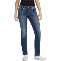 Silver Women's Britt Low Rise Curvy Fit Straight Jeans Front_Flat