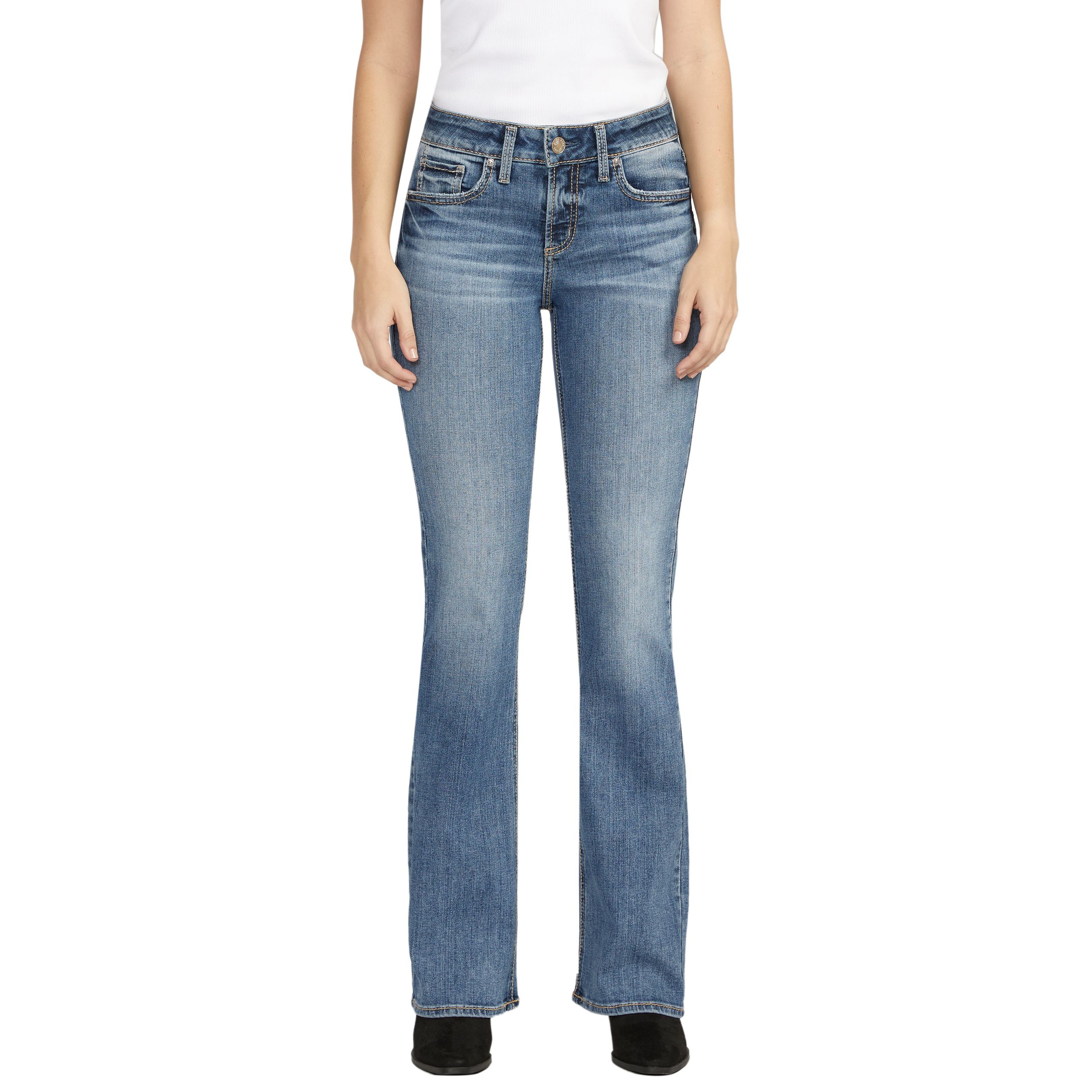 Jean semi-évasé à taille mi-basse qui épouse les courbes pour femmes, Suki, Silver